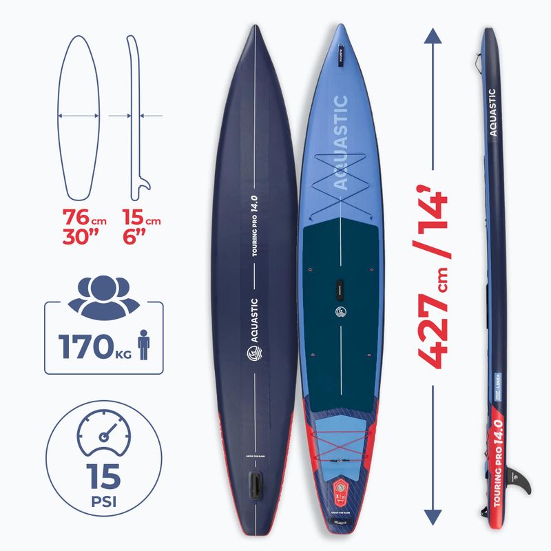 Set tavola SUP gonfiabile AQUASTIC Touring Pro 14'0" dark blue 24