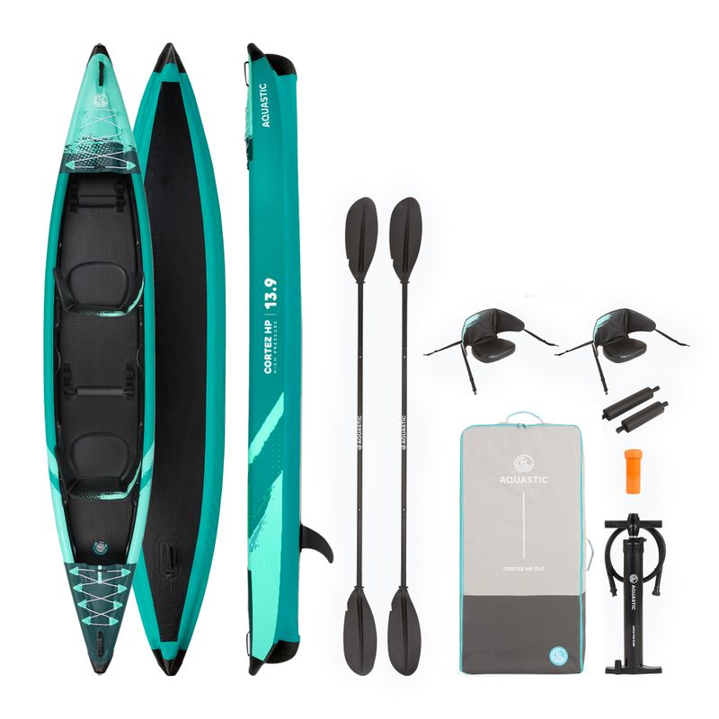 AQUASTIC Cortez 13'9" 420 cm verde kayak gonfiabile ad alta pressione per 2 persone 17