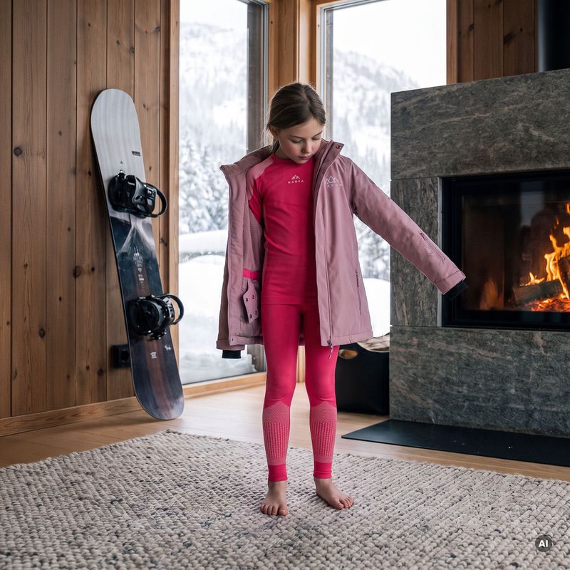 Completo di biancheria intima termica per bambini KADVA Frosty Jrg Set senza cuciture rosa 6