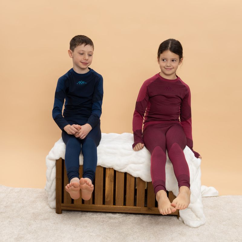 Completo di biancheria termica per bambini KADVA Frosty Jrb Set senza cuciture blu navy 3
