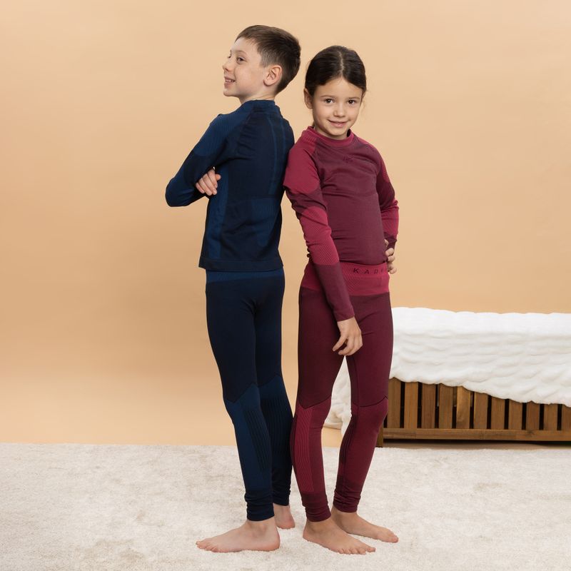 Completo di biancheria termica per bambini KADVA Frosty Jrb Set senza cuciture blu navy 4