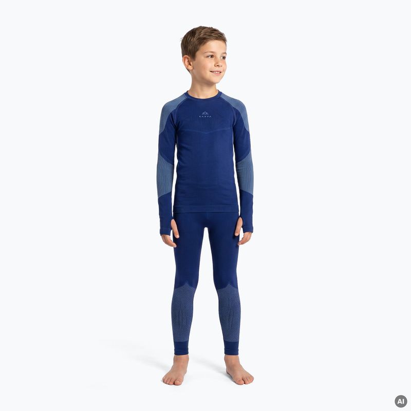 Completo di biancheria termica per bambini KADVA Frosty Jrb Set senza cuciture blu navy