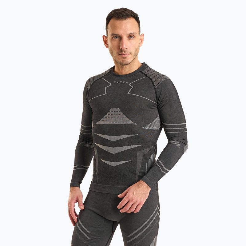 Completo di biancheria intima termica maschile KADVA Streif Set senza cuciture nero 4