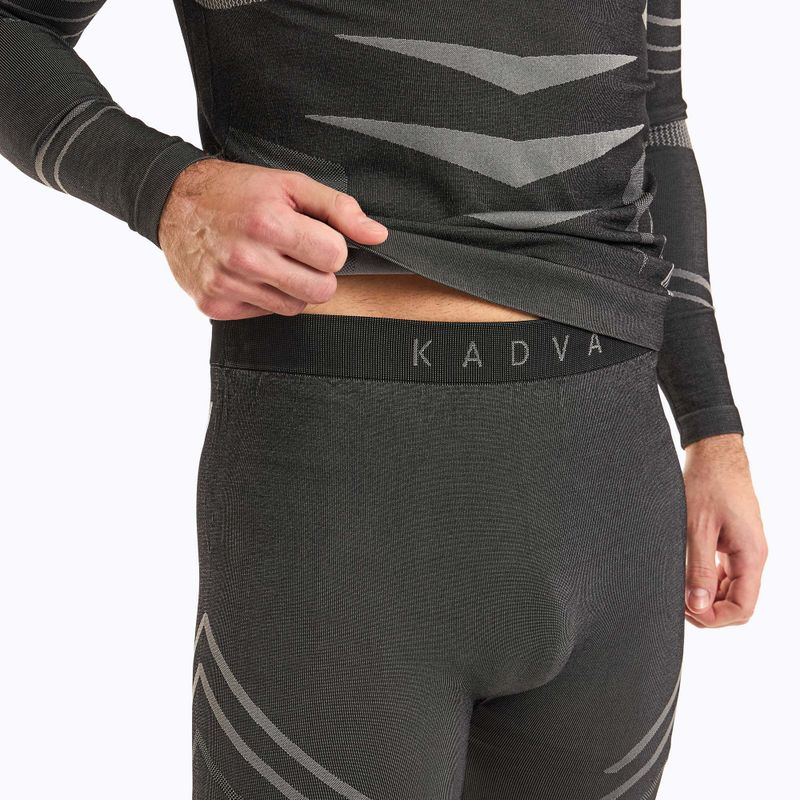 Completo di biancheria intima termica maschile KADVA Streif Set senza cuciture nero 8