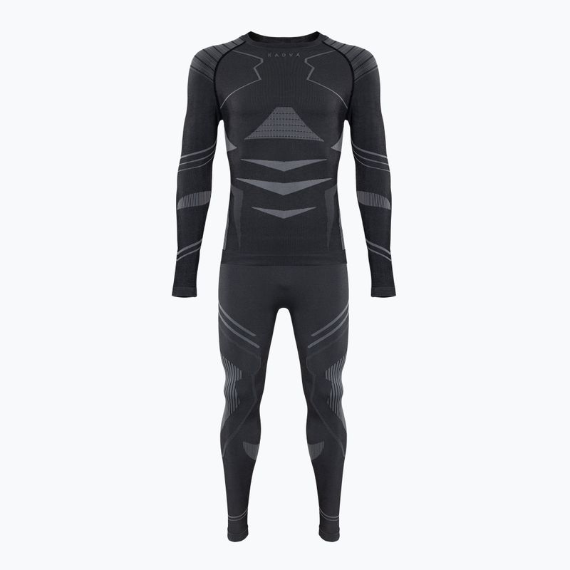 Completo di biancheria intima termica maschile KADVA Streif Set senza cuciture nero 15