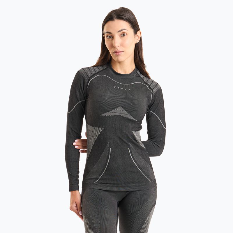 Completo di biancheria intima termica da donna KADVA Streif W Set senza cuciture nero 3