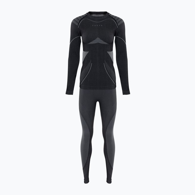 Completo di biancheria intima termica da donna KADVA Streif W Set senza cuciture nero 14