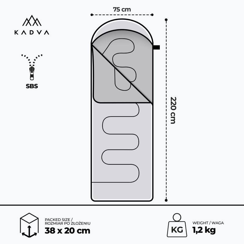 Sacco a pelo KADVA Dorma L sinistro grigio 3