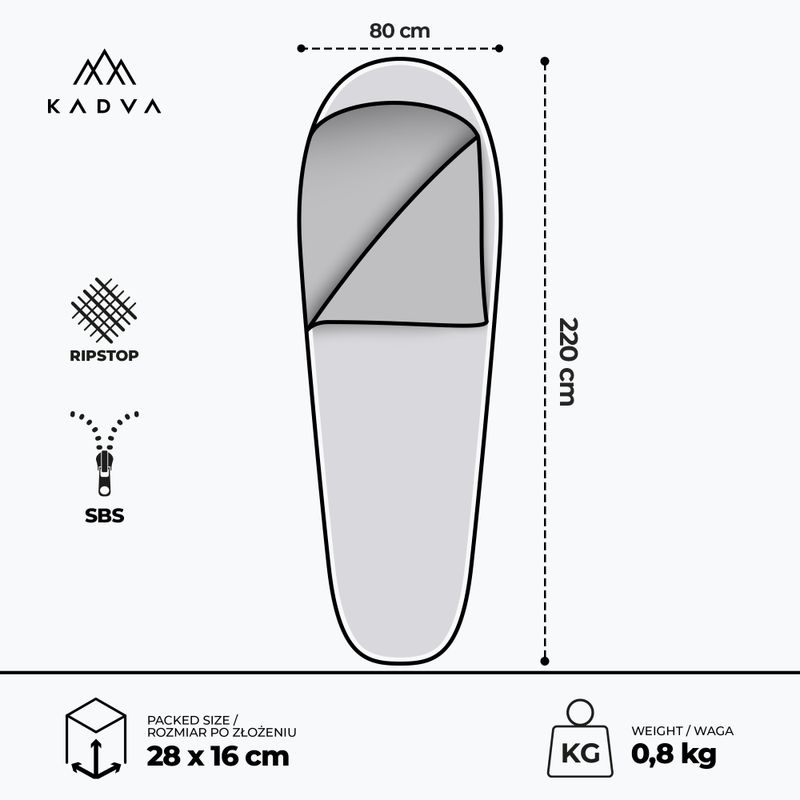 Sacco a pelo KADVA Light 800 R blu navy destro 3
