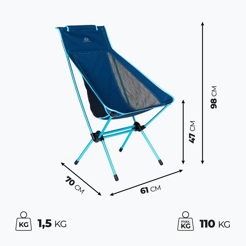 Sedia da campeggio pieghevole KADVA Sego Mid ultraleggero blu 2