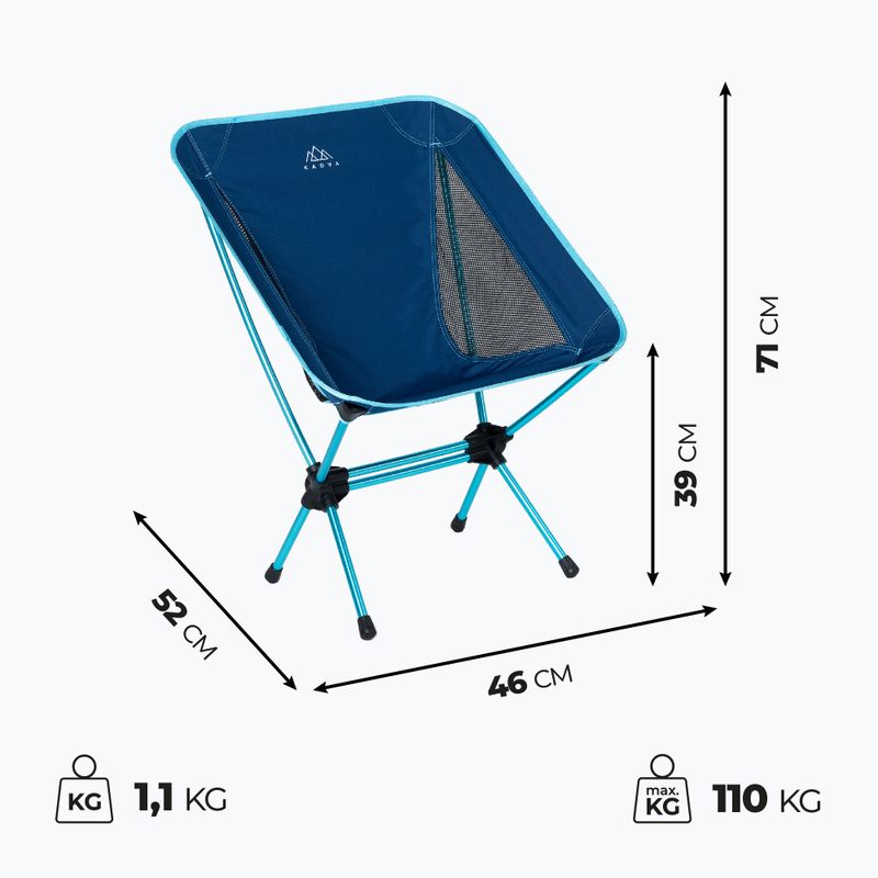 Sedia da campeggio pieghevole KADVA Sego Low ultraleggero blu 2
