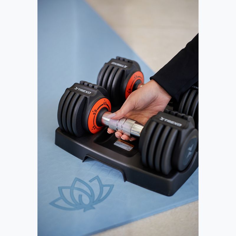 Set di manubri regolabili TREXO 2 x 5,75 kg nero 9
