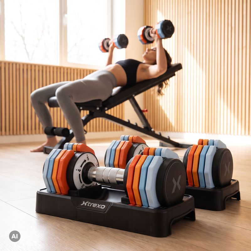 Set di manubri regolabili XTREXO 2 x 10 kg multicolore 16