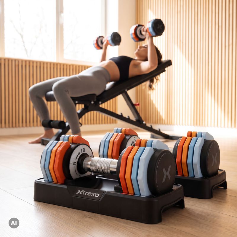 Set di manubri regolabili XTREXO 2 x 10 kg multicolore 15