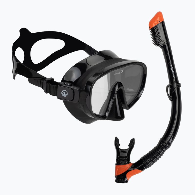 AQUASTIC Cove set snorkeling maschera + boccaglio nero