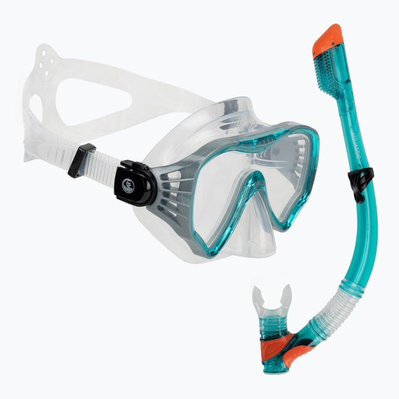 AQUASTIC Jetty set snorkeling maschera + boccaglio blu