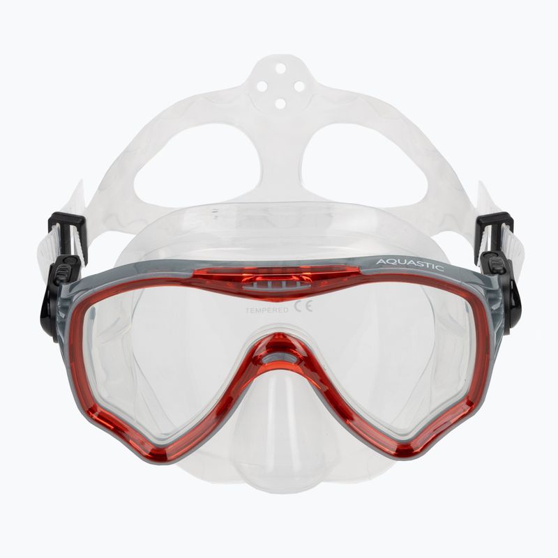 AQUASTIC Jetty set snorkeling maschera + boccaglio rosso 3