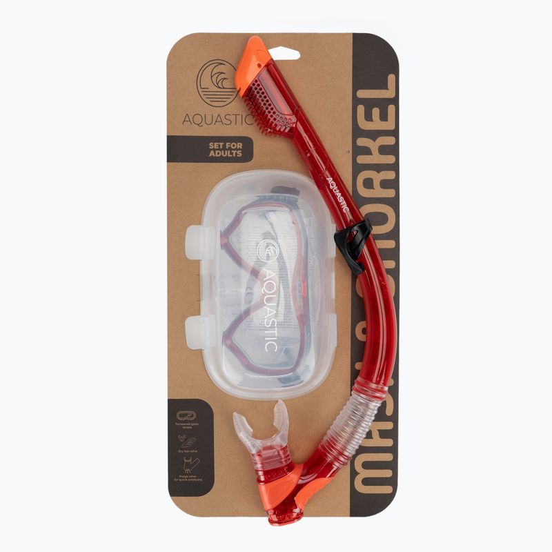 AQUASTIC Jetty set snorkeling maschera + boccaglio rosso 9