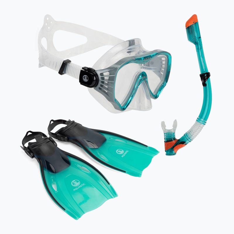 AQUASTIC Jetty set snorkeling maschera + boccaglio + pinne blu