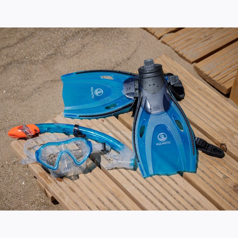 AQUASTIC Shelly set snorkeling per bambini maschera + boccaglio + pinne blu 14