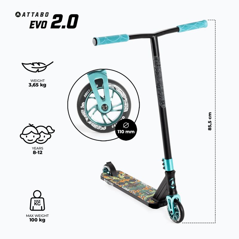 Monopattino freestyle per bambini ATTABO EVO 2.0 nero 2