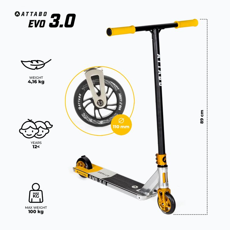 Monopattino freestyle per bambini ATTABO EVO 3.0 giallo 2