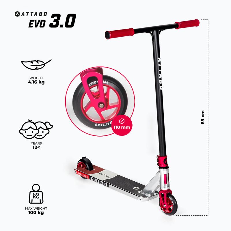 Monopattino freestyle per bambini ATTABO EVO 3.0 rosso 2