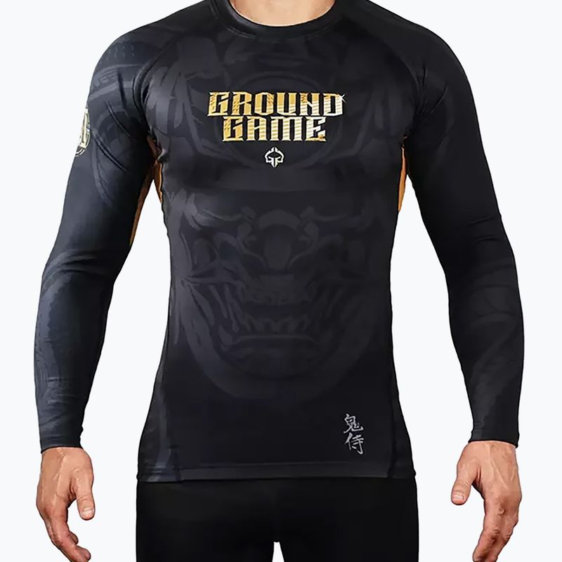 Ground Game Oni Samurai, rashguard a maniche lunghe da uomo nero/oro