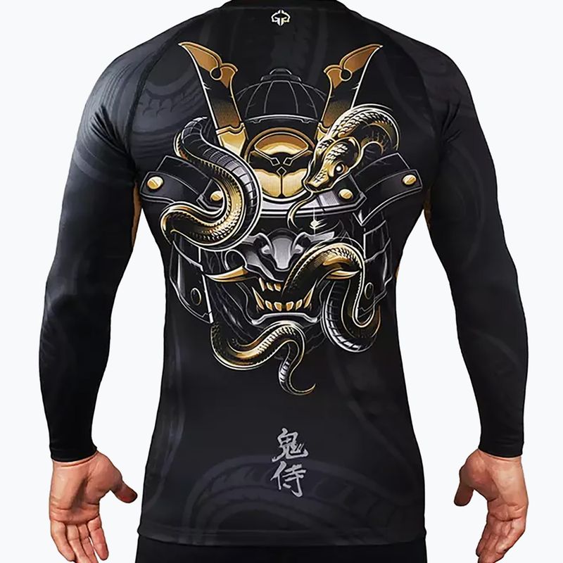 Ground Game Oni Samurai, rashguard a maniche lunghe da uomo nero/oro 3
