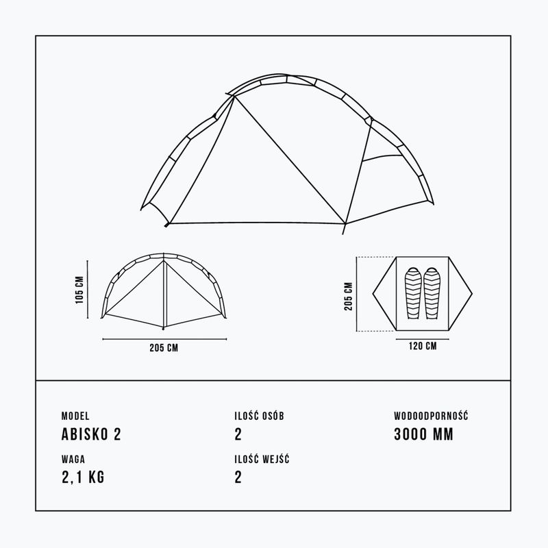 Tenda da trekking Alpinus Abisko 2 honey per 2 persone 8
