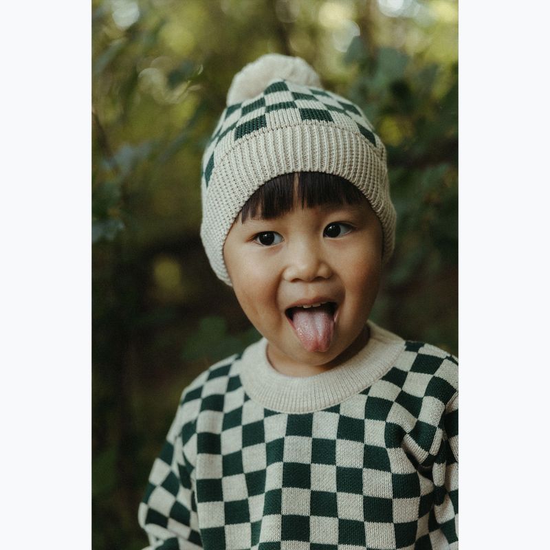 KID STORY berretto invernale per bambini Merino verde scacchiera 6