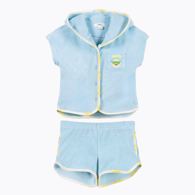 KID STORY Set in spugna di cotone biologico Camicia e pantaloncini blu cielo