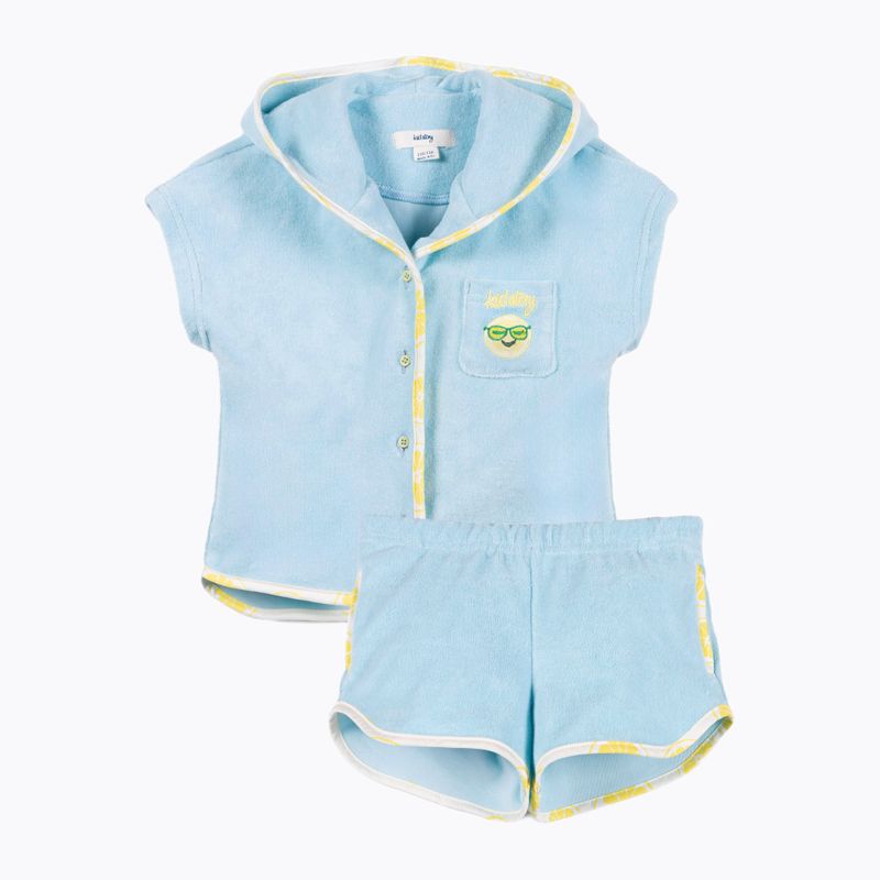 KID STORY Set in spugna di cotone biologico Camicia e pantaloncini blu cielo 3