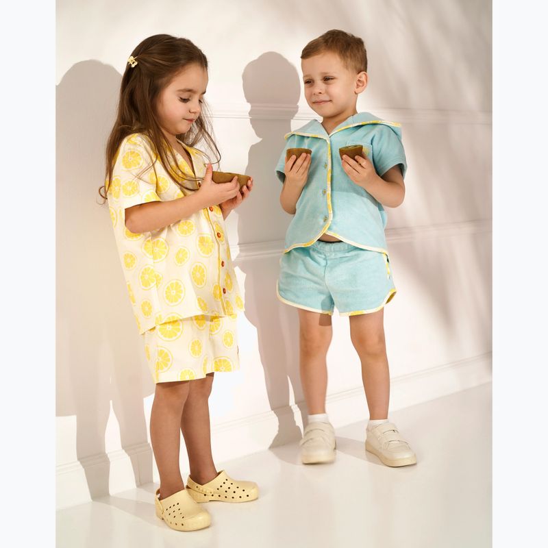 KID STORY Set in spugna di cotone biologico Camicia e pantaloncini blu cielo 13