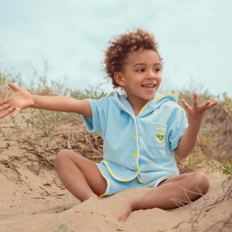 KID STORY Set in spugna di cotone biologico Camicia e pantaloncini blu cielo 2