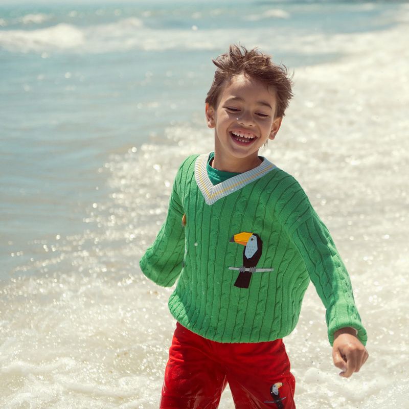 KID STORY maglione per bambini Cotone organico pellicano verde