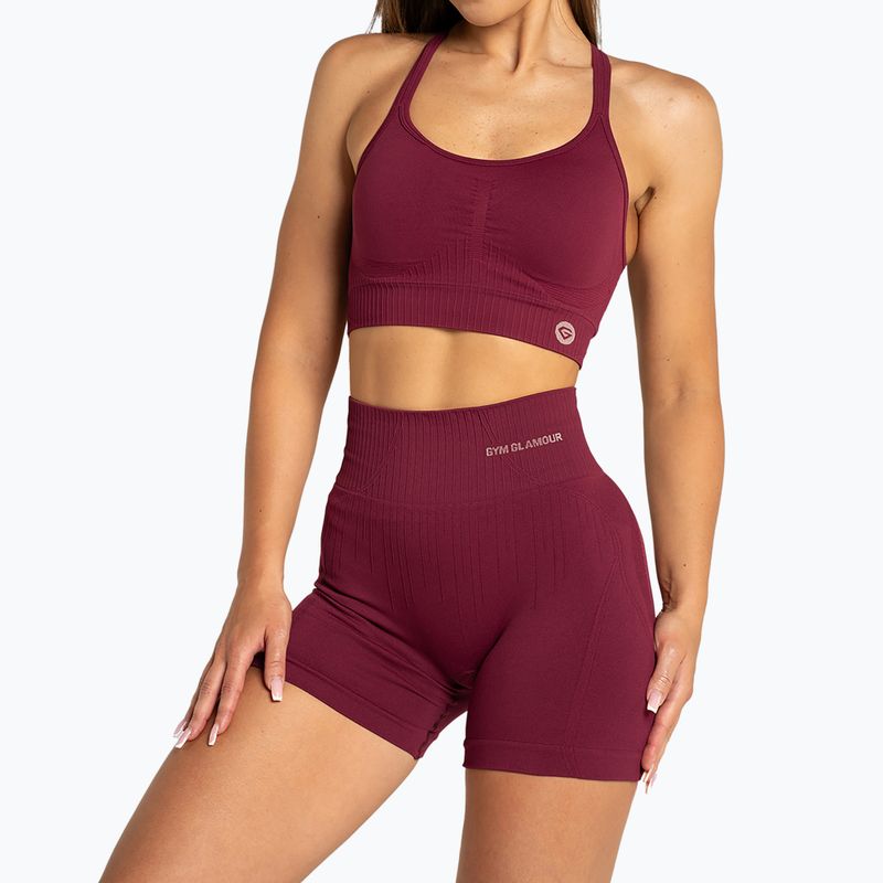 Pantaloncini da allenamento da donna Gym Glamour Push Up 2.0 merlot