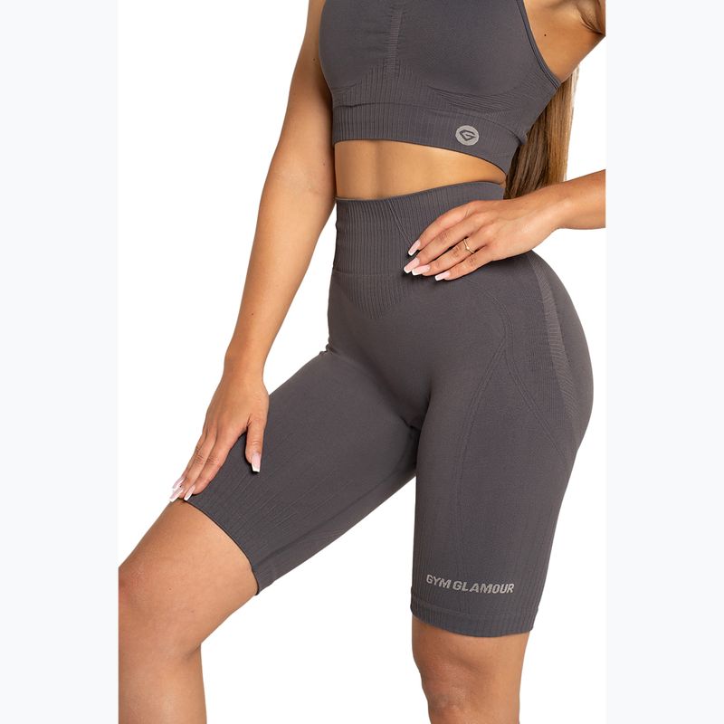 Pantaloncini da allenamento biker da donna Gym Glamour Push Up 2.0 argento scuro 3