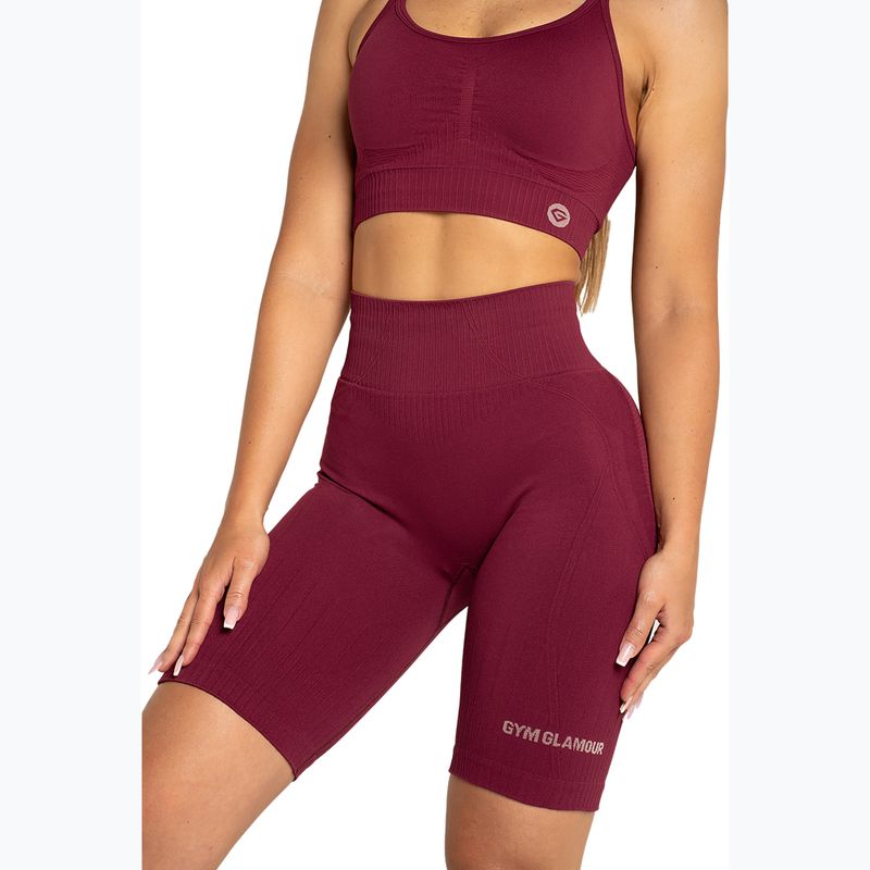 Pantaloncini da allenamento biker da donna Gym Glamour Push Up 2.0 merlot