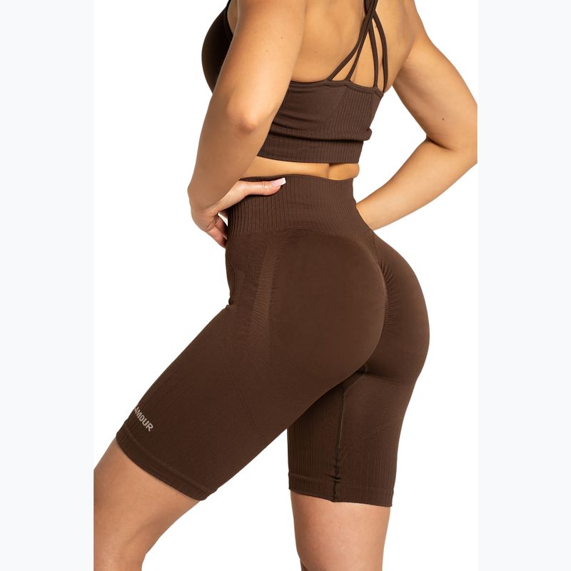 Pantaloncini da allenamento biker da donna Gym Glamour Push Up 2.0 cioccolato fondente 5