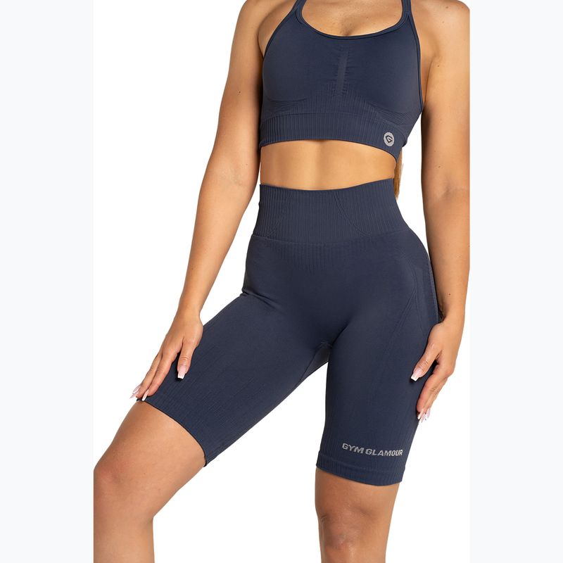 Pantaloncini da allenamento biker da donna Gym Glamour Push Up 2.0 denim