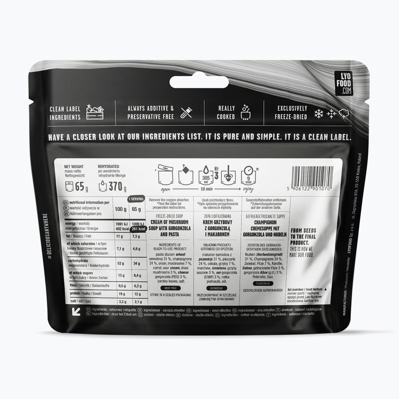 Cibo liofilizzato LYOFOOD Zuppa cremosa di funghi 370 g 2