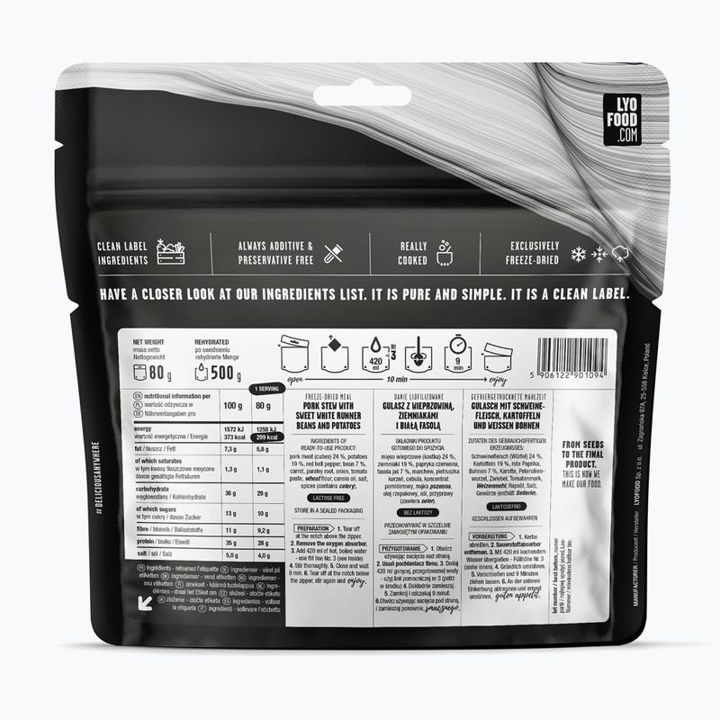Cibo liofilizzato LYOFOOD Stufato di maiale con patate e fagioli 500 g 2