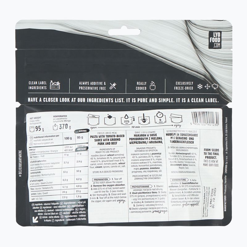 Alimenti liofilizzati LYOFOOD Penne alla bolognese 370 g 2