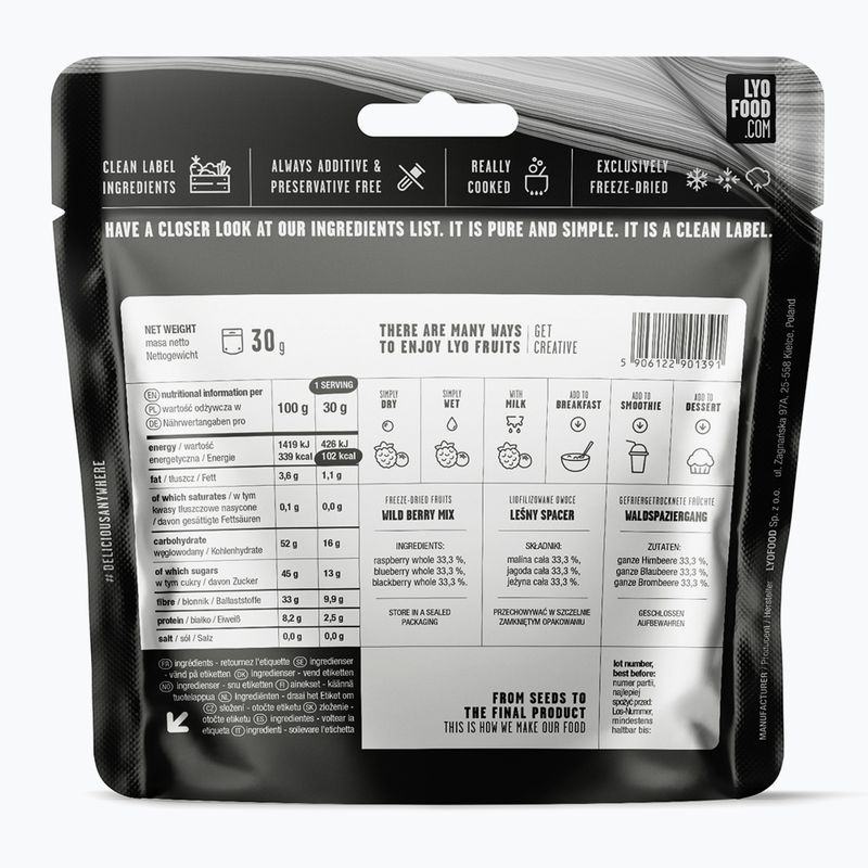 Alimenti liofilizzati LYOFOOD Mix di frutta al lampone, al mirtillo e alla mora 30 g 2