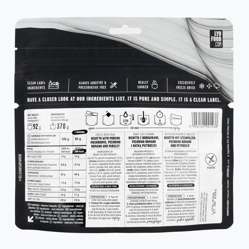 Cibo liofilizzato LYOFOOD Porcini mushroom risotto 92 g 2