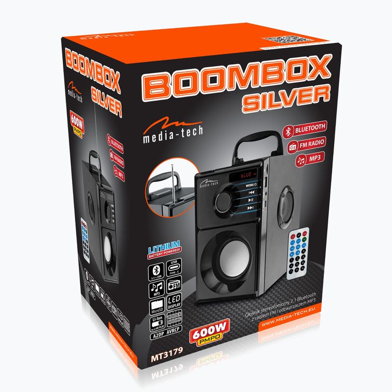 Altoparlante mobile Media-Tech Boombox Silver nero/argento 8