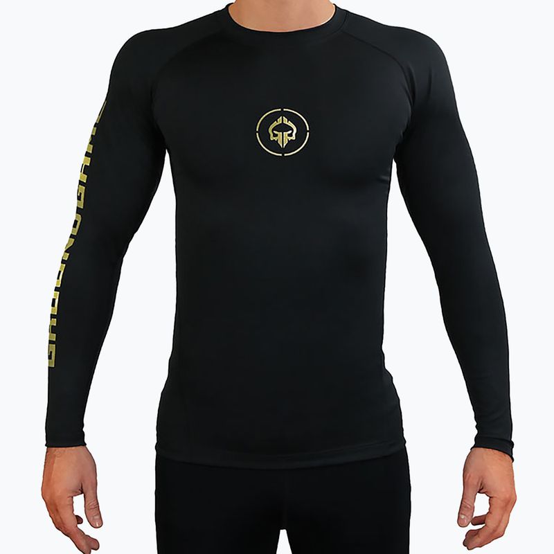 Ground Game Athletic Gold, rashguard a maniche lunghe da uomo, nero