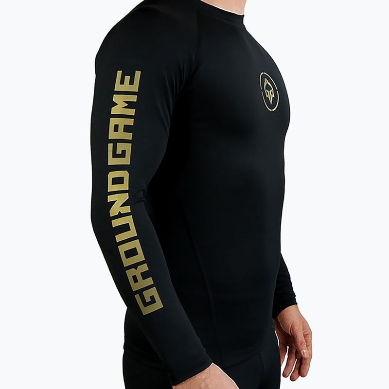 Ground Game Athletic Gold, rashguard a maniche lunghe da uomo, nero 2