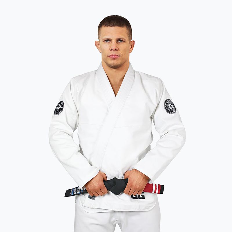 GI per il gioco di jiu-jitsu brasiliano da uomo Ground Game Gamer bianco